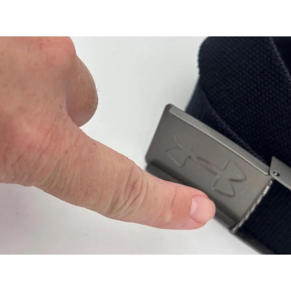 UNDER ARMOUR Mens Black Belt Canvas Webbed Sporty Golf Metal‎ Buckle Work